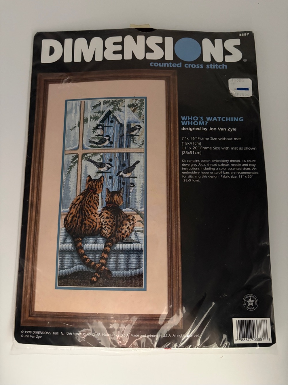 Vintage Dimensions “Who’s Watching Whom?” #3887 Cat Cross Stitch Kit – Sealed